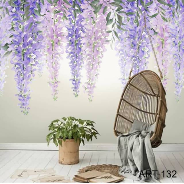 Wallpaper custom 3D motif bunga bunga