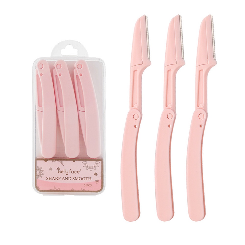 3 PCS/kotak Aman Lipat Pink Alis Scraper Alat Kecantikan