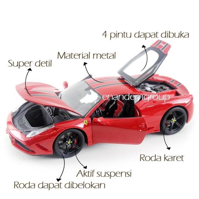 Burago Diecast Miniatur Mobil Ferrari 458 Speciale Signature 1:18