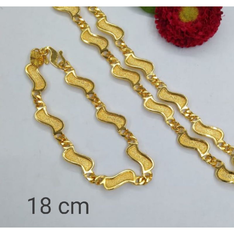 Rsdrj70. Gelang tangan xuping wanita lapis emas dgn mata zircon ukuran 18 cm