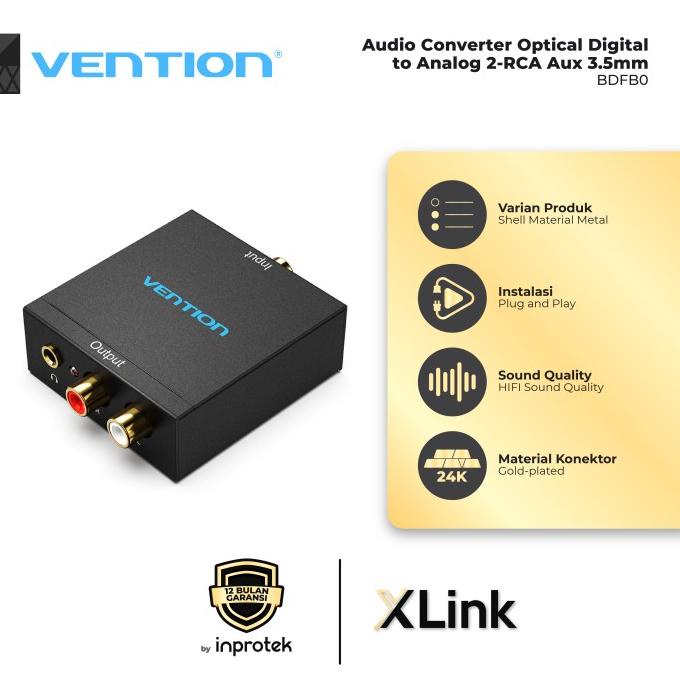 Vention Coaxial Digital Audio Optical Spdif To Aux Audio 3.5Mm Rca Termurah