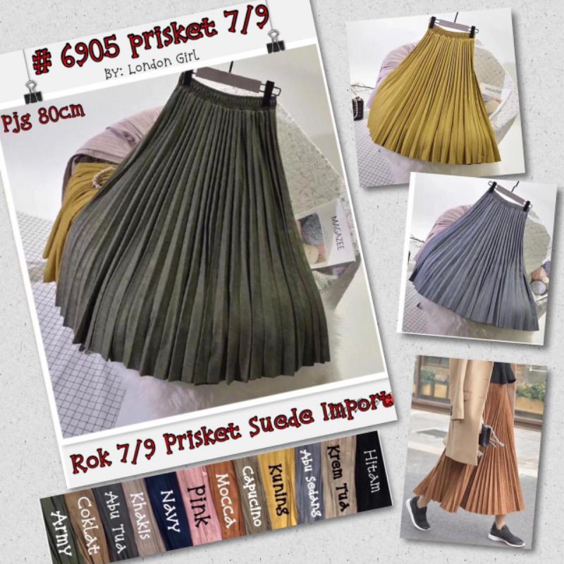 Rok Plisket Bahan Suede