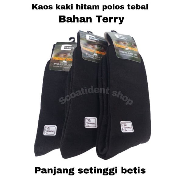 KAOS KAKI HITAM POLOS TEBAL BAHAN TERRY 12 PASANG