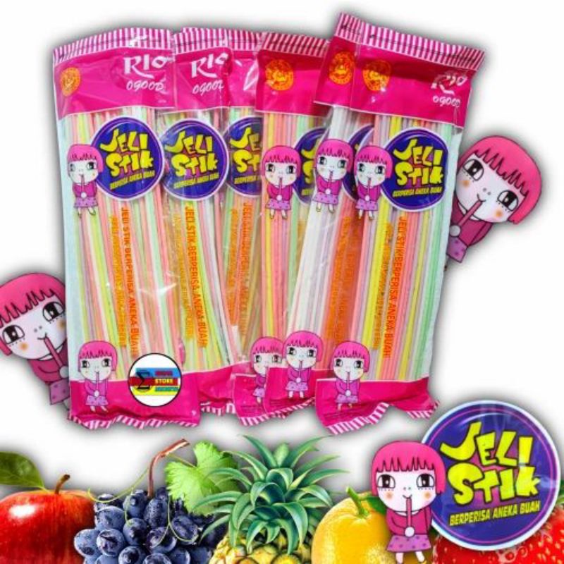 

Permen Jelly Stick Jumbo - Jelly Stik- Permen Sedotan Rasa Aneka Buah 200 gram