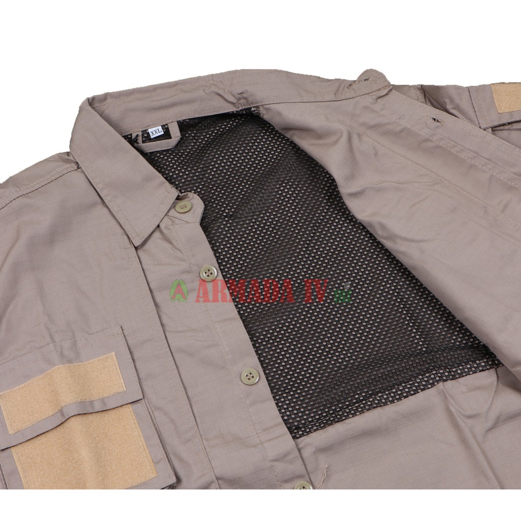 Kemeja Tactical 511 Army Panjang Krem Hem Velcro Rekat Khaki Cream