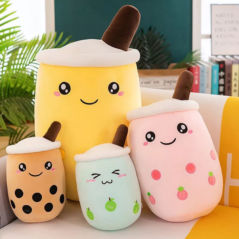 BONEKA BOBA JUMBO BUBBLE  MILK TEA LED LUCU BUAT ANAK ANAK/BONEKA VIRAL