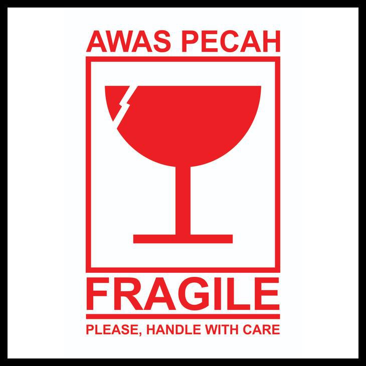 

Sticker Fragile Awas Pecah Handle With Care 5X7 Cm Stiker Pengiriman - Putih