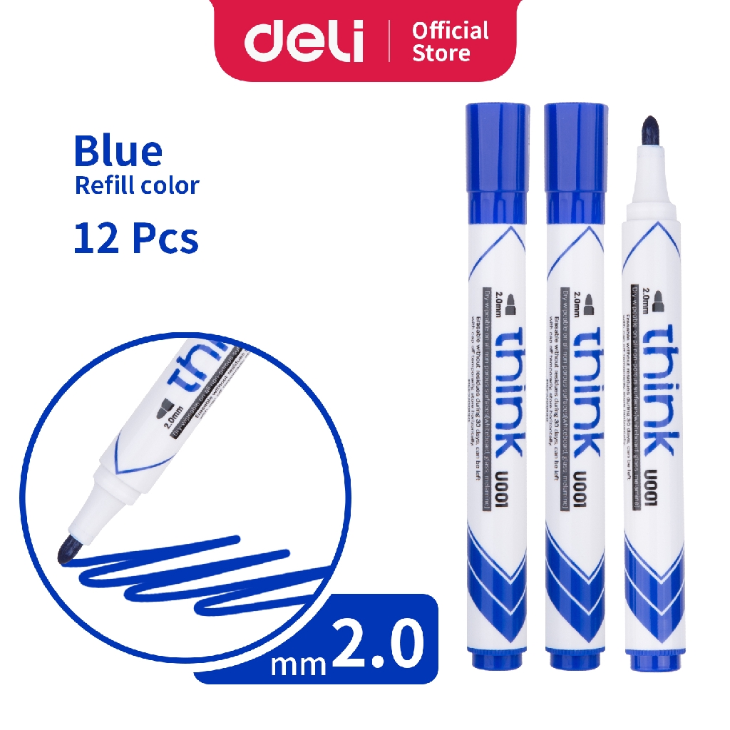 

Deli Spidol Papan Tulis Putih 2.0mm Mudah Dihapus dan Tidak Beracun 3 Warna EU001X0