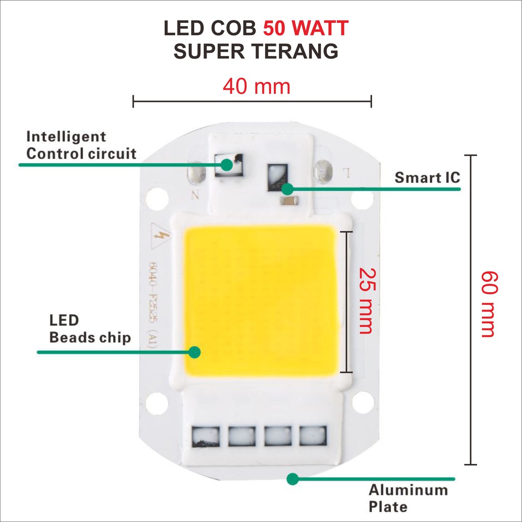 Lampu COB LED Floodlight Spotlight 220V 50W 3000~3500K Putih Kekuningan