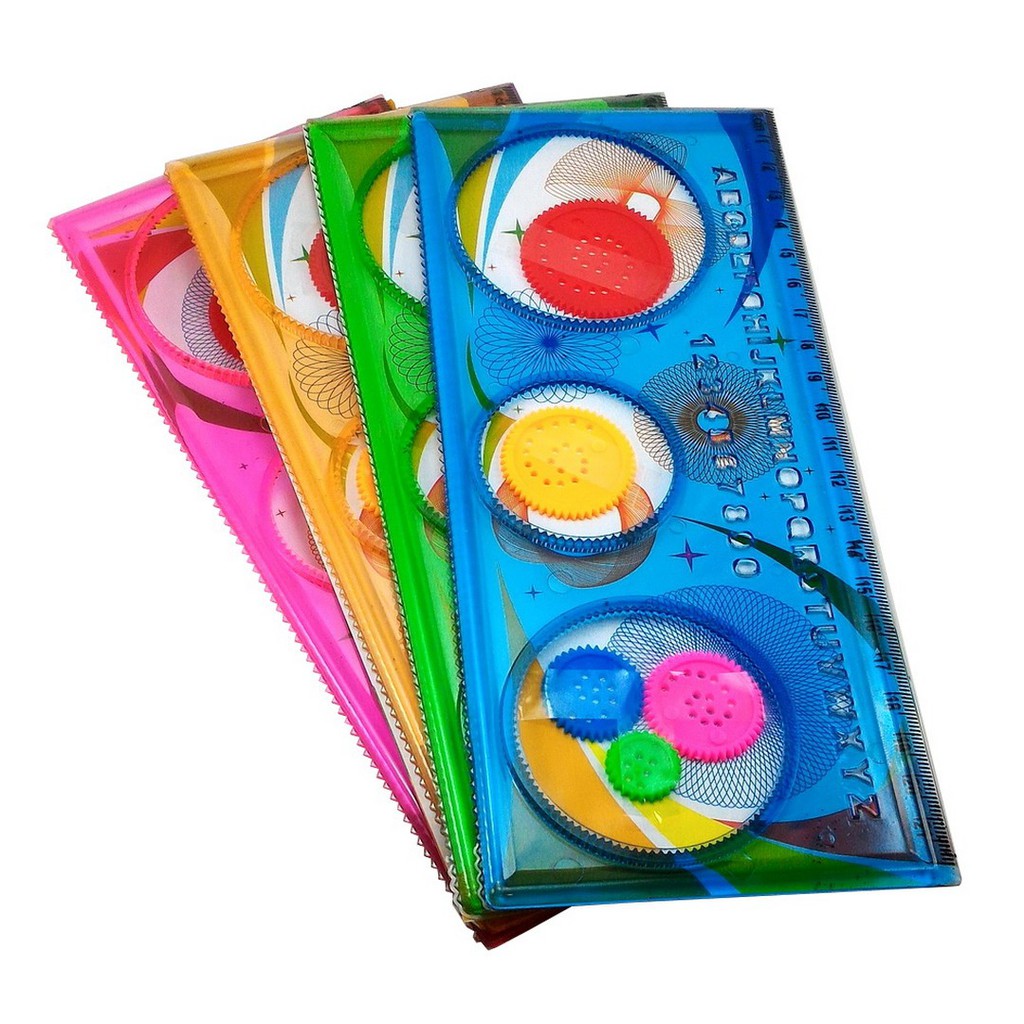 Paket Isi 4 pcs Penggaris Bunga / Rotari / Spirograph Mainan Jadul