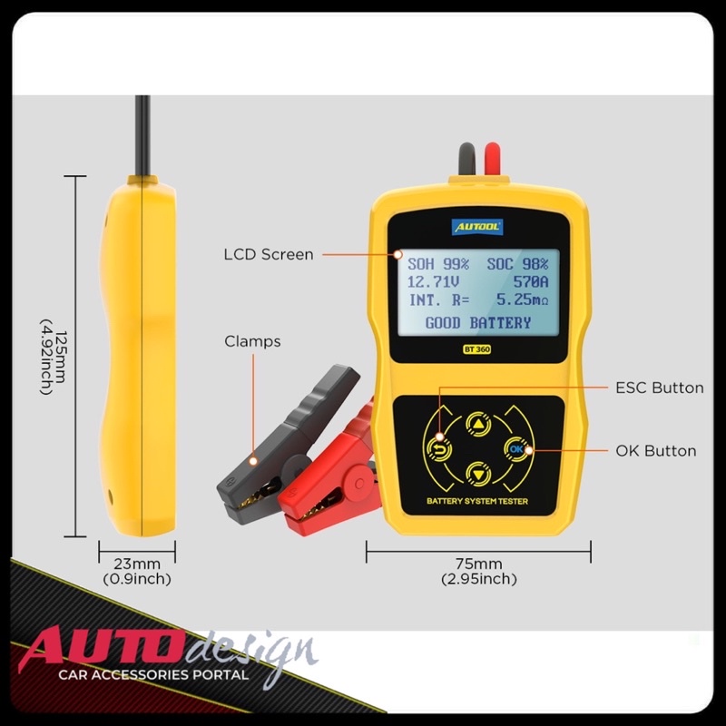 AUTOOL BT360 Alat Uji Aki Accu Kendaraan 12Volt