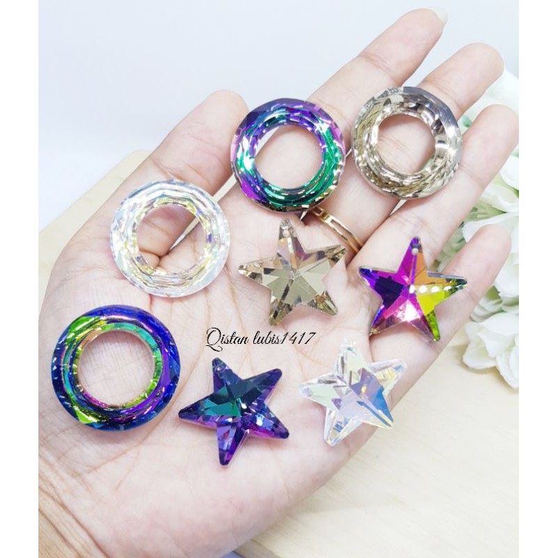 Pendant Crystal ring bintang  1pcs 30mm|Crystal Oval