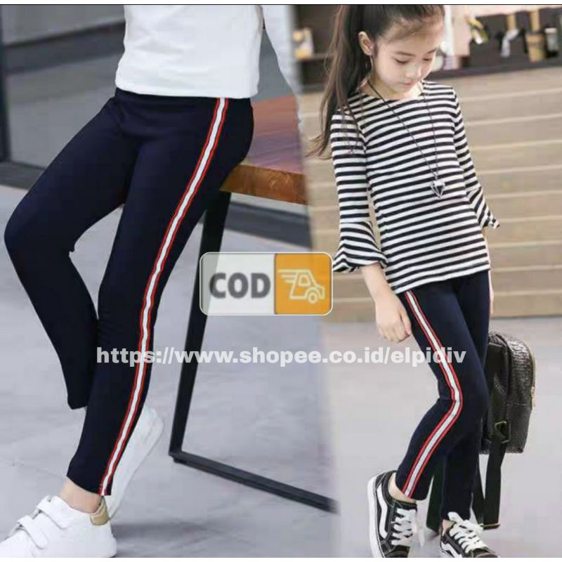 Legging List Stripe Anak 5-14 Tahun Bahan Spandex Premium / Lejing Anak List stripe