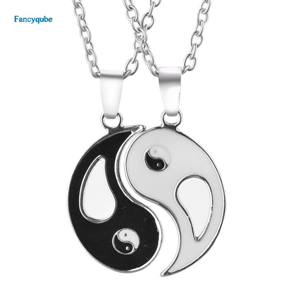 1Pair Yin Yang Black White Taiji Pendant Necklace Jewelry Friends Lover Couple