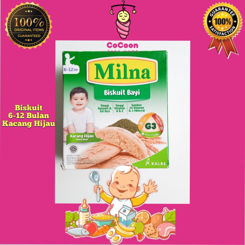 Biskuit Bayi Milna Kacang Hijau 130gr Snack Bayi / Makanan Bayi / Camilan Bayi