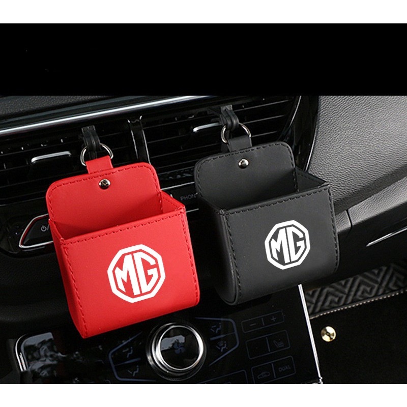 Mg Tas Organizer Gantung Ac Mobil Holder Kacamata / Handphone / Kunci / Kartu Bahan Kulit