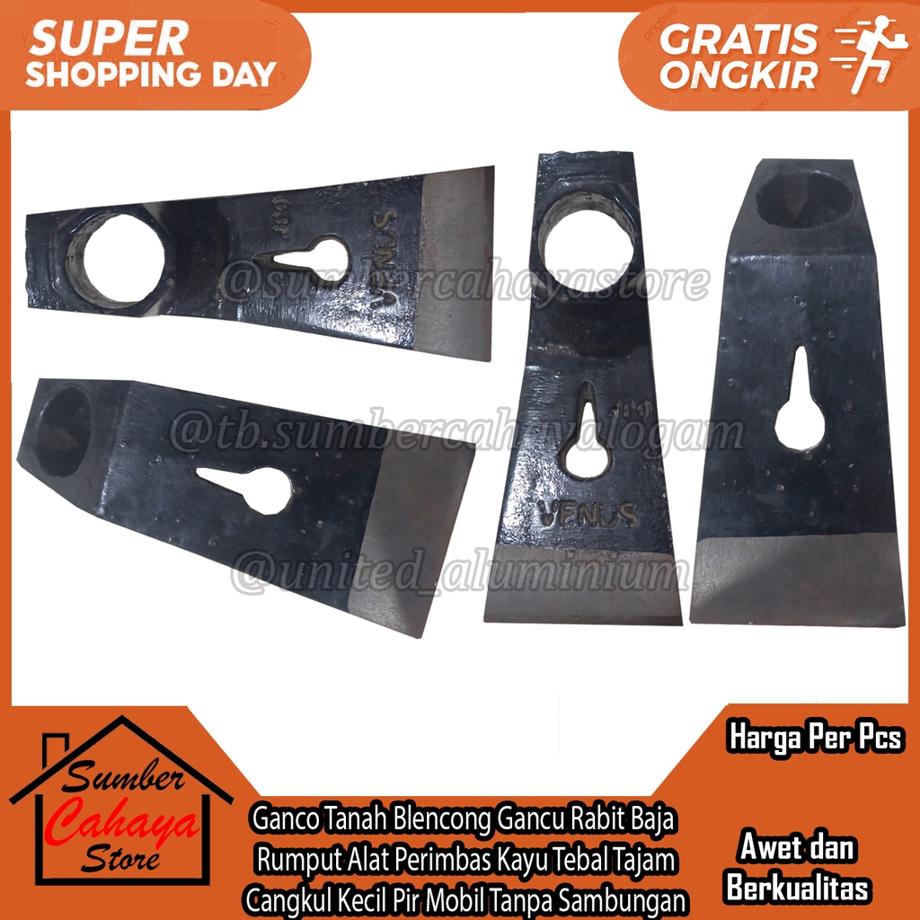 Ganco Tanah Keras Padas Blencong Gancu Rabit Baja Besi Rumput Alat Perimbas Kayu Tebal Cangkul Kebun