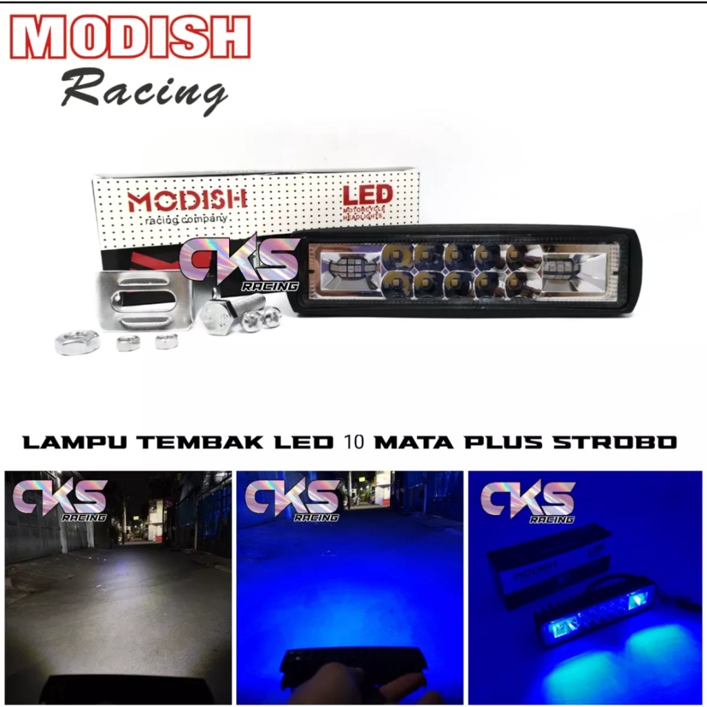 lampu tembak sorot 10 mata LED CWL running biru kanan kiri slim bar lampu tembak