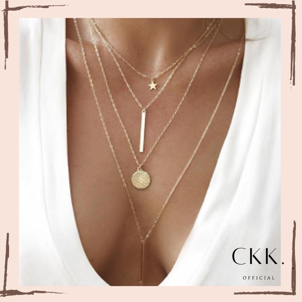 ➰CKK➰ KALUNG NECKLACE FA122 / LIONTIN FASHION 4 LAYER IMPORT