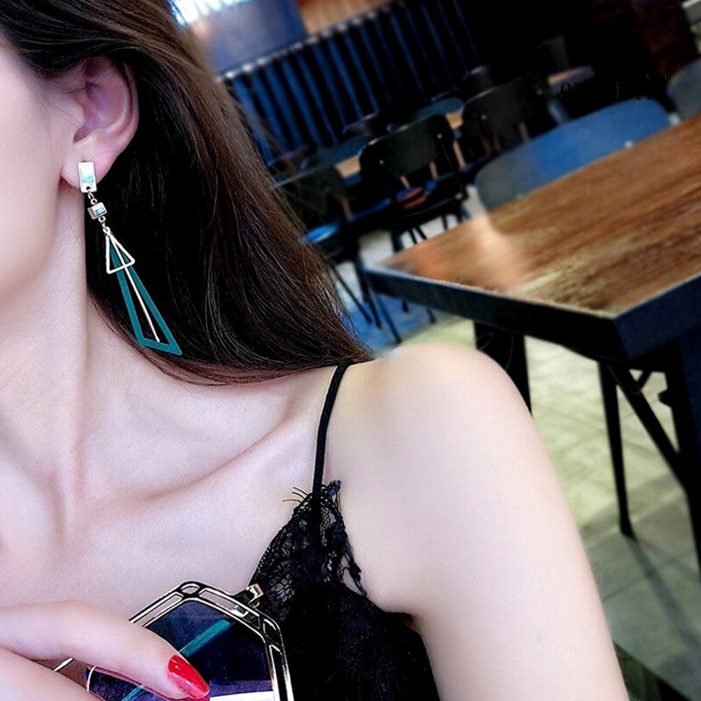 OW# Fashion Women Geometric Long Triangles Drop Ear Studs Earrings Jewelry Gift