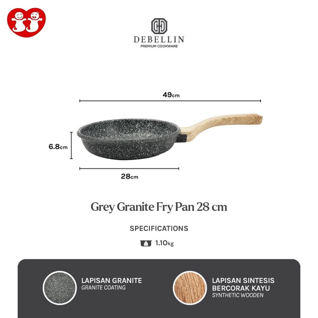 Debellin Grey Granite Fry Pan
