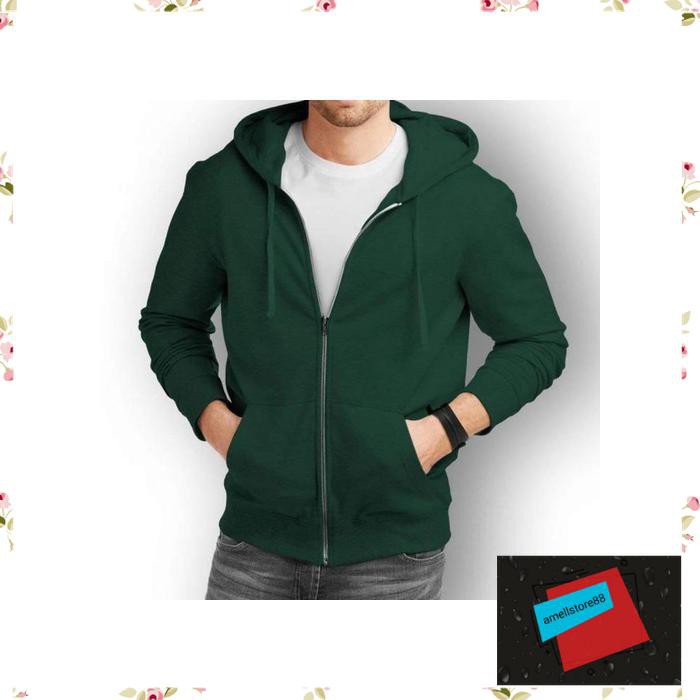 Jaket Pria parasut parka gunung PromoPolos Hoodie Zipper Hitam IU83