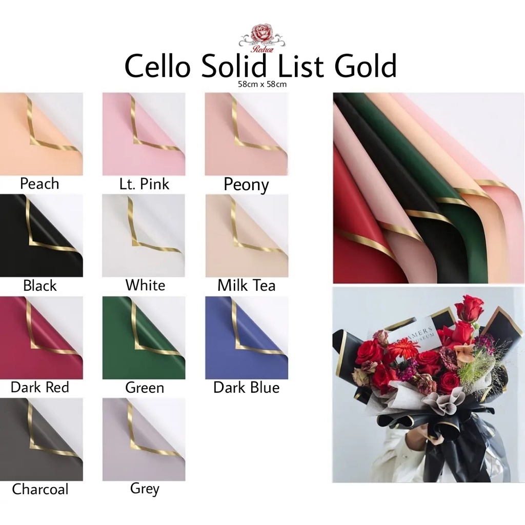 

( Grosir ) Flower Wrapping / Kertas Bunga / Flower Paper Cellophane SOLID LIST GOLD