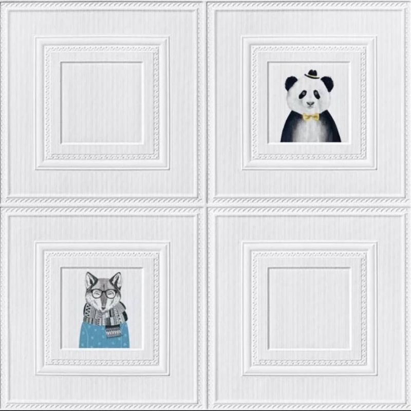 wallpaper sticker foam premium permukaan timbul motif kotak panda
