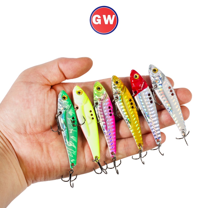 1 Pc Umpan Pancing Sendok Vibrasi Bionik 3D Bahan Logam Berat 7g / 10g / 14g / 17g / 20g