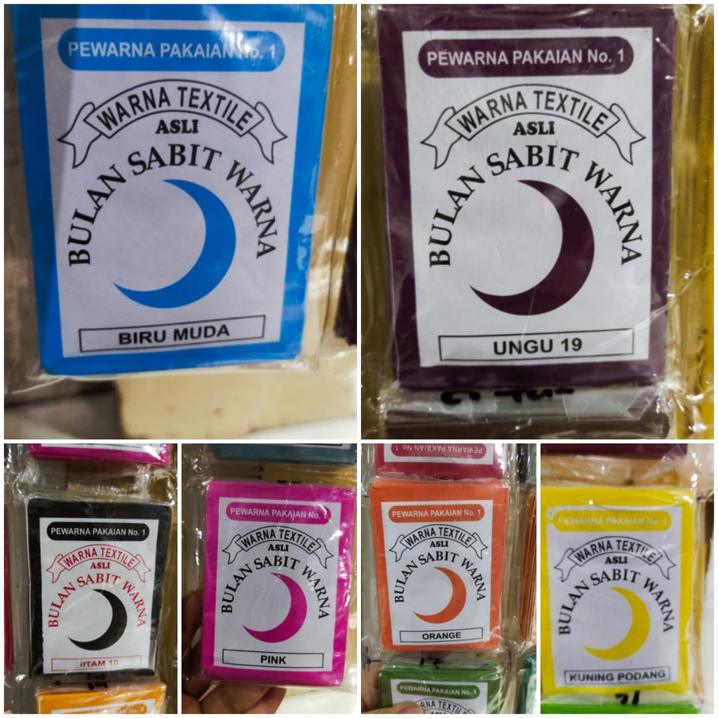 pewarna pakaian - tekstil -pewarna pakaiann bulan sabit per 1 biji