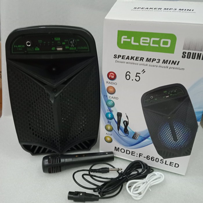 Speaker Bluetooth Multimedia Fleco F 6605 + Bonus Mic