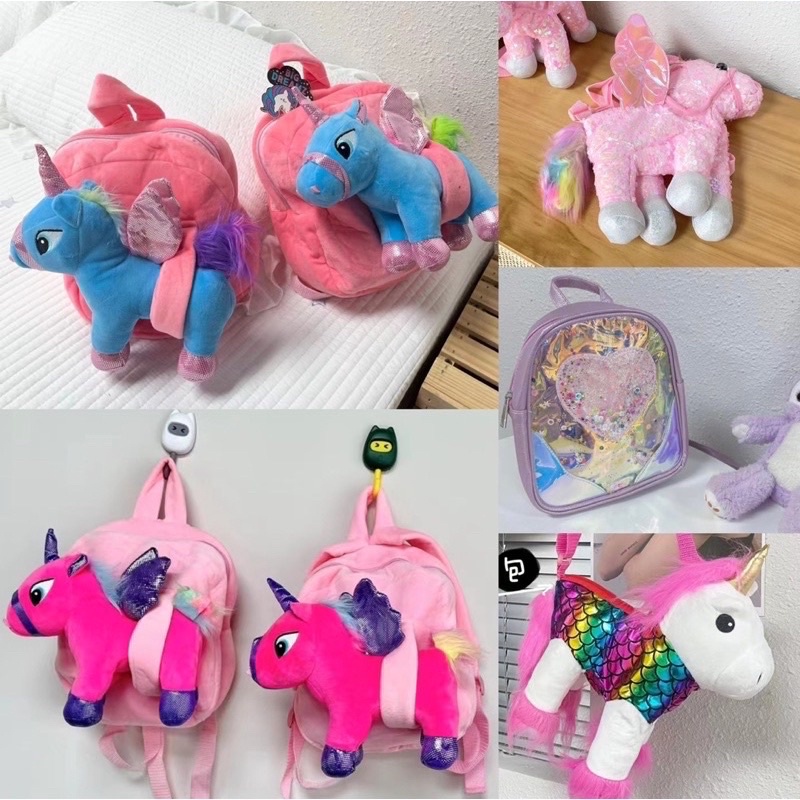 unicorn theme children backpack bag plush bag tas boneka unicorn tas ransel anak jalan2