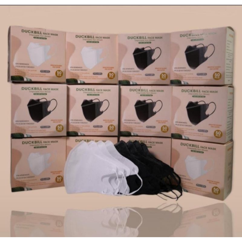 DUCKBILL Y&B CARE Y B CARE YnB Care Warna Abu Putih Hitam isi 50pcs / Masker Duckbill 3 Ply Face Mas