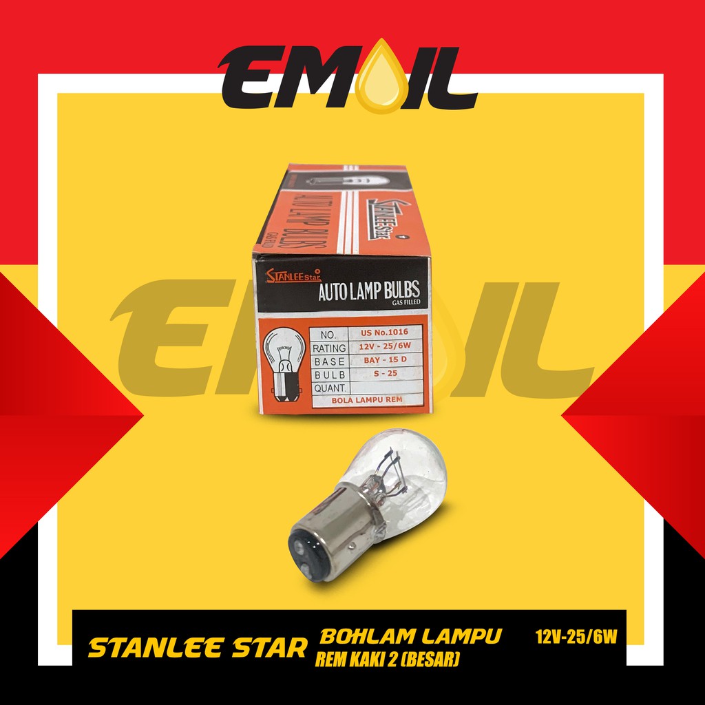 Bohlam lampu rem 12v kaki 2 25/6w besar merk stanlee star