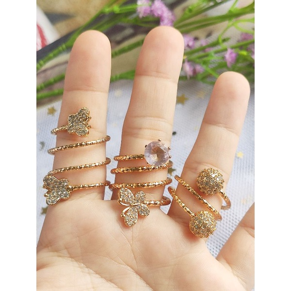 C001 NEW MODEL CINCIN SPIRAL KUPU KUPU XUPING LAPIS EMAS