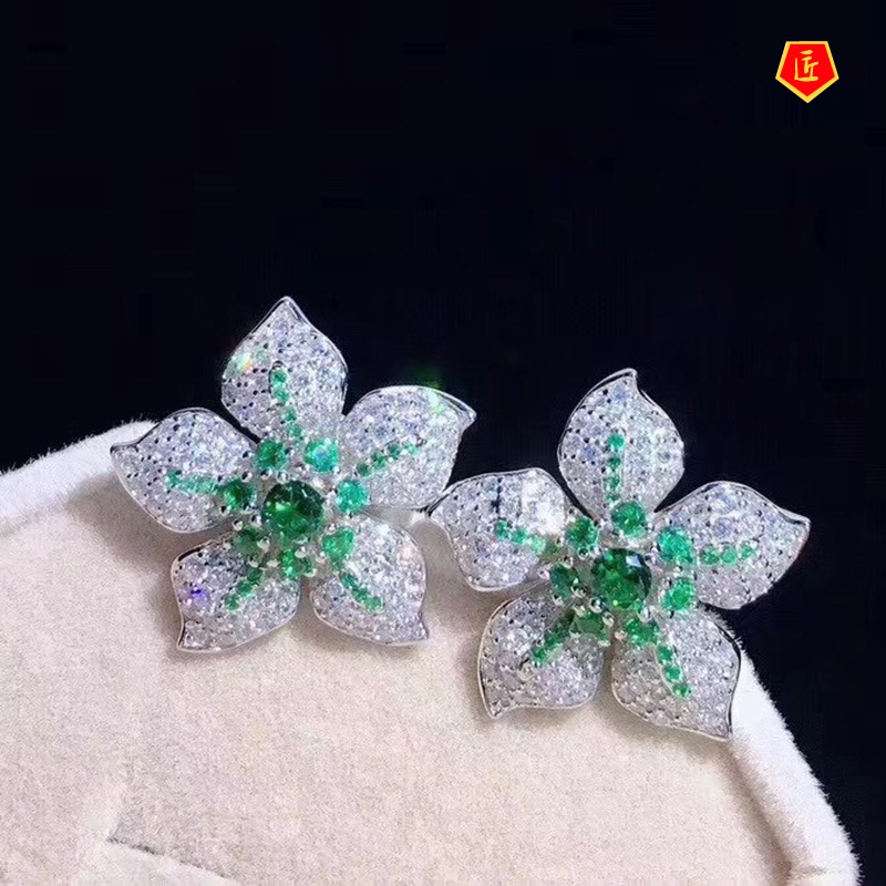 [Ready Stock]Women's Micro-Inlaid Full Diamond High-Profile Earrings
