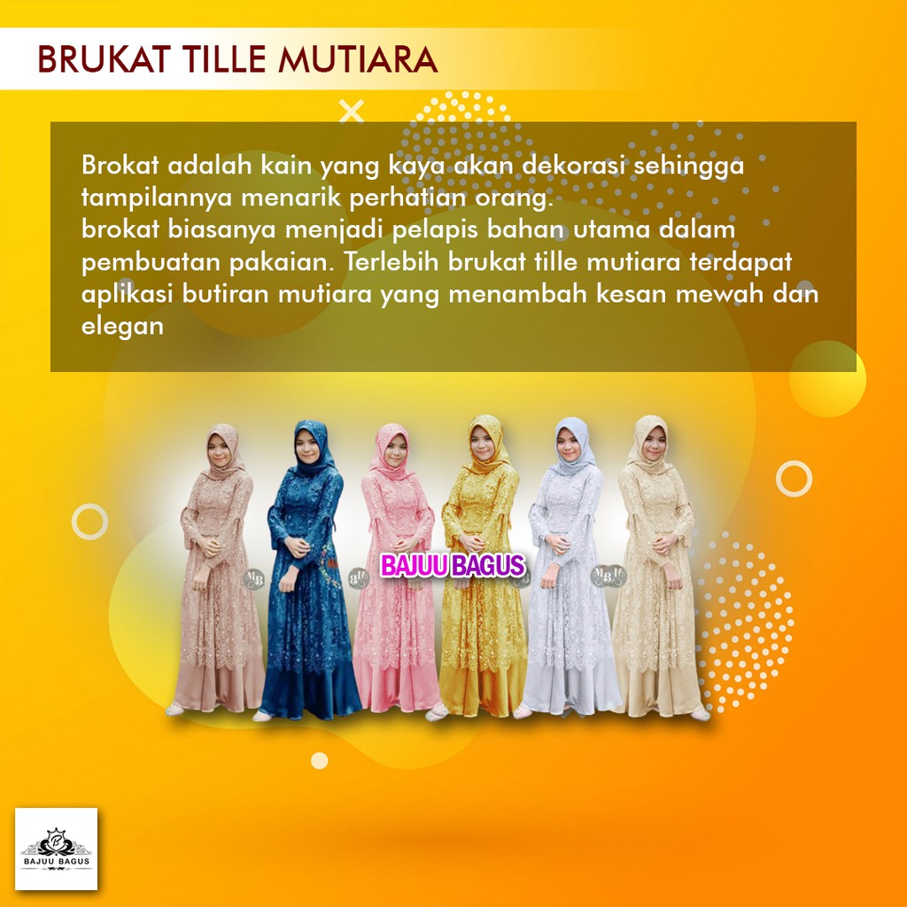 GAMIS BRUKAT PEVITA MUTIARA DRESS MUSLIM TILLE MUTIARA