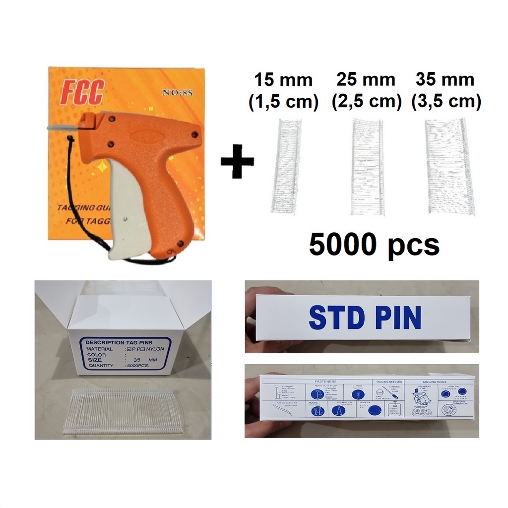 FCC-8S Tag Gun + Isi 5000 pcs Paket Tembakan Label Baju