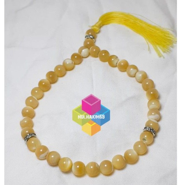 tasbih batu posil kulit mutiara laut 33 butir 8mm asli