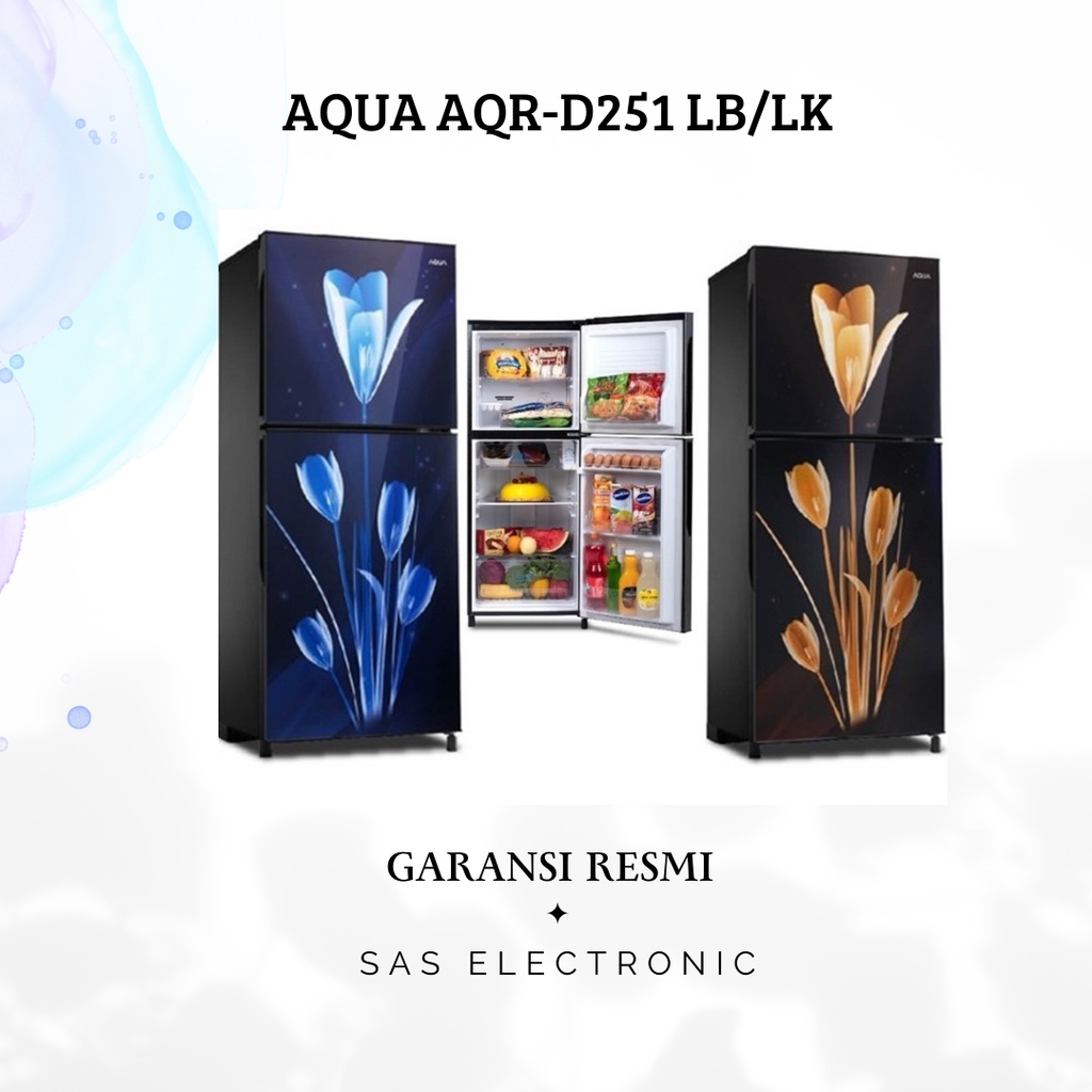 KULKAS AQUA AQR-D251 LB LK LEMARI ES 2 PINTU BUNGA TERBARU GARANSI RESMI AQR D 251