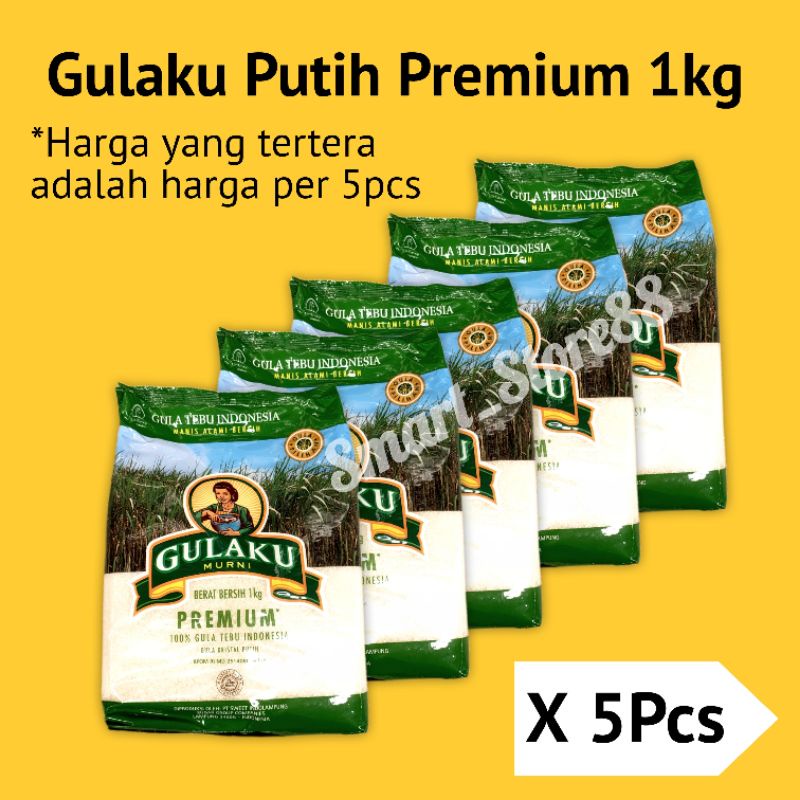 

GULAKU GULA PREMIUM PUTIH 1KG ISI 5PCS
