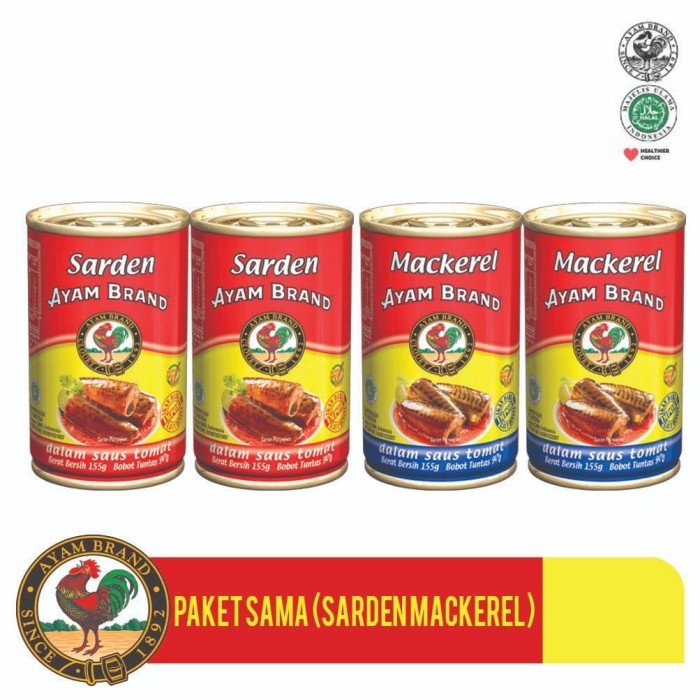 

f0fbfe00 Paket Sarden Mackerel Kaleng Bulat Ayam Brand 155Gr Ds1Gk
