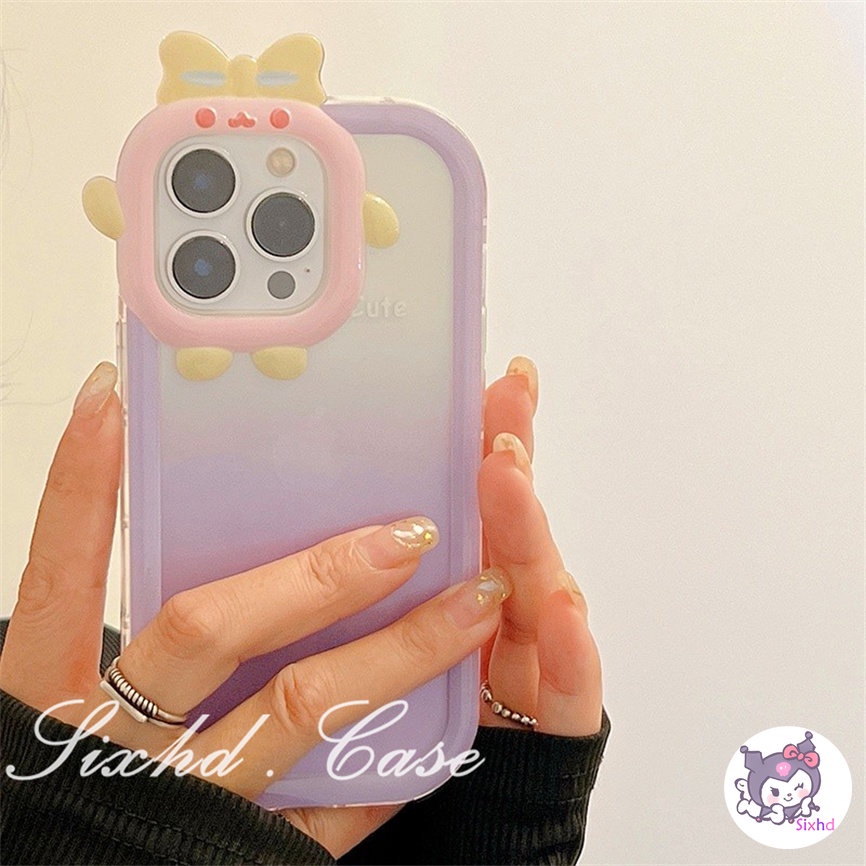 OPPO A78 A17 A17K A57 A77s A76 A96 A16 A16K A15 A74 A54 A53 A33 A32 A31 A5 A9 A5s A3s Reno 8Z 7Z 6 5 A95 A94 A93 A92 A77 A52 A16e A12e F11 3D Small Monster Phone Casing Gradient Color Camera Protector Phone Soft CoverSamsung A04 A04s