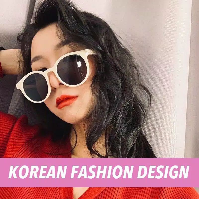 Kaca Mata Korean Fashion Retro Bulat Kacamata Sunglasses Hitam Wanita Pria Grosir Import KC07