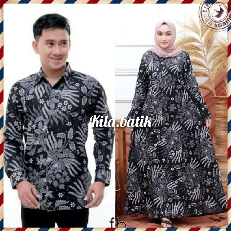 Maura Couple Sania Ruffle Batik Couple ori Ndoro jowi DNT Garansi Termurah motif Mangar abu. S M L XL XXL