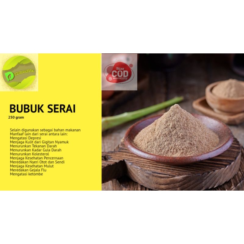

Bubuk SERAI murni 250 gram bumbu makanan obat dll
