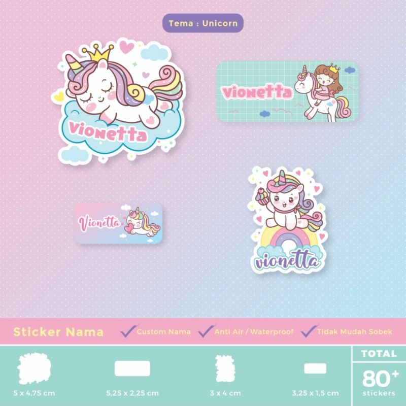 

Sticker Nama Waterproof Unicorn Mermaid Fairy Ballerina