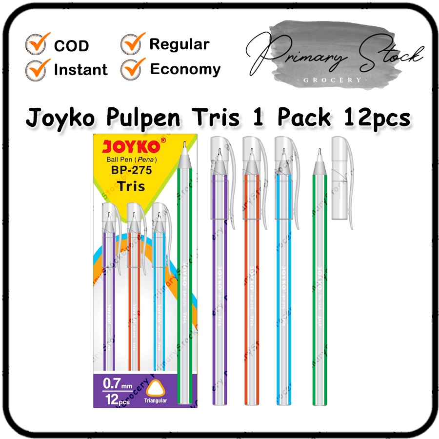 

Pulpen Joyko Tris BP 275 1 Pack Bulpen Warna Warni Ballpoint 0.7 mm Murah 1 Box Dus