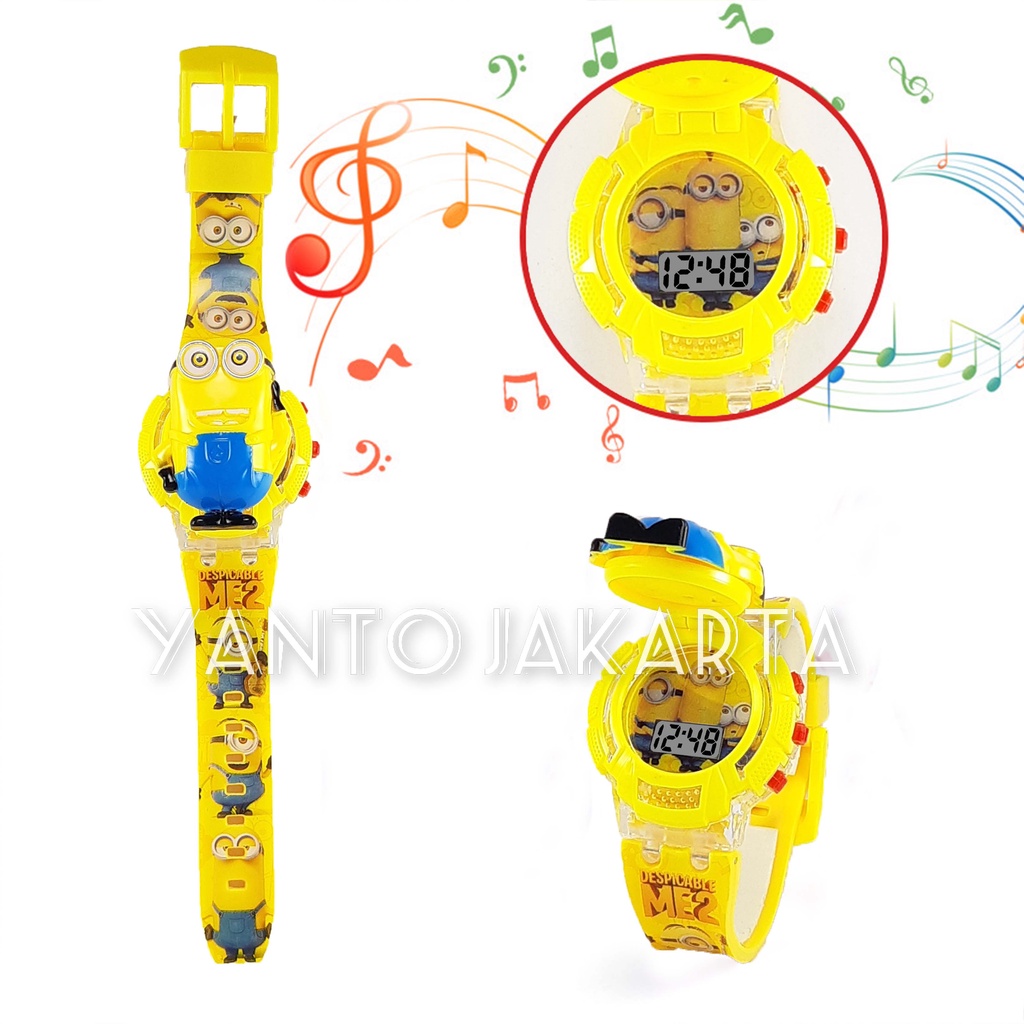 JAM TANGAN MINION KARAKTER ANAK LAKI LAKI LAMPU MUSIK