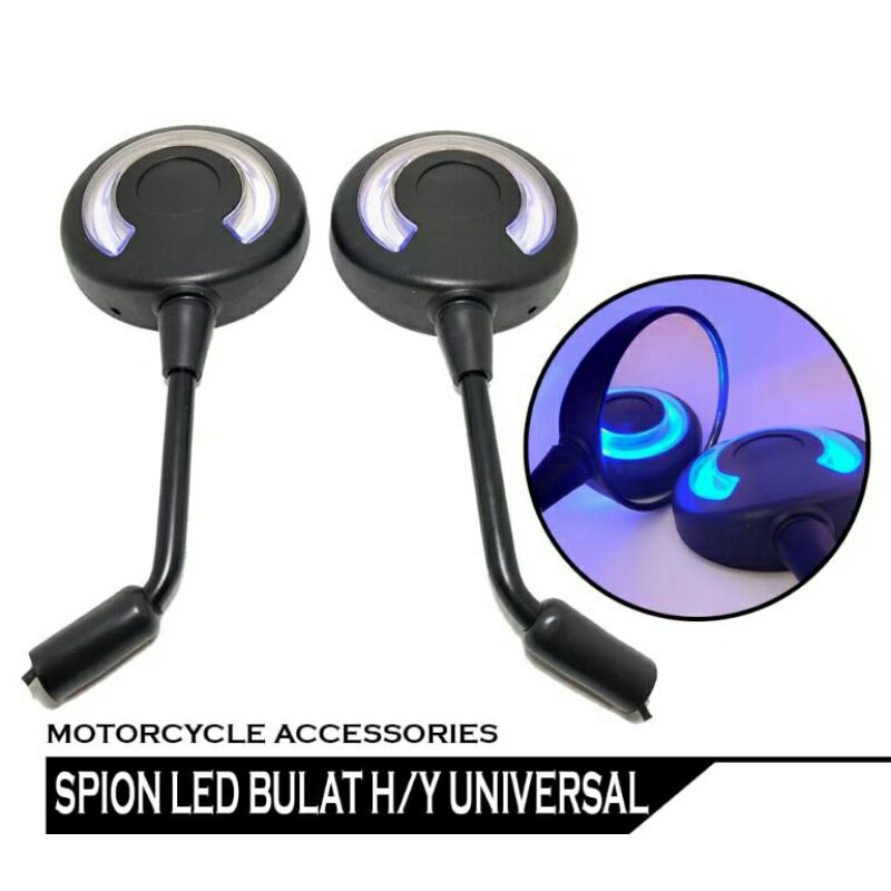 Set Kiri kanan Spion Scoopy Led /  Spion Bulat Lampu Led Scoopy Spion Motor Model Scoopy + Lampu Led